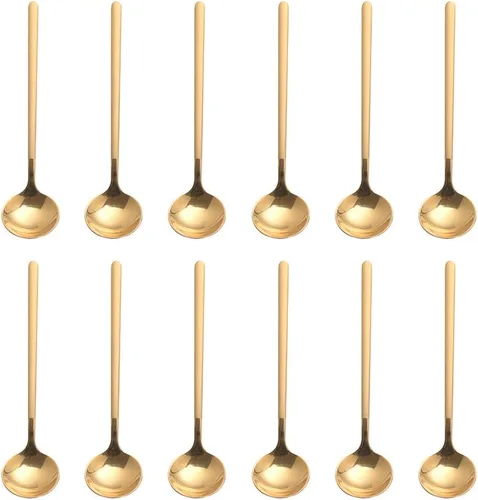 Vista 14 de 6 cucharas de café negras, cucharas de café espresso de acero inoxidable 18/8, mini cuchara de té Vogue de 5.2 pulgadas, cuchara pequeña agitadora