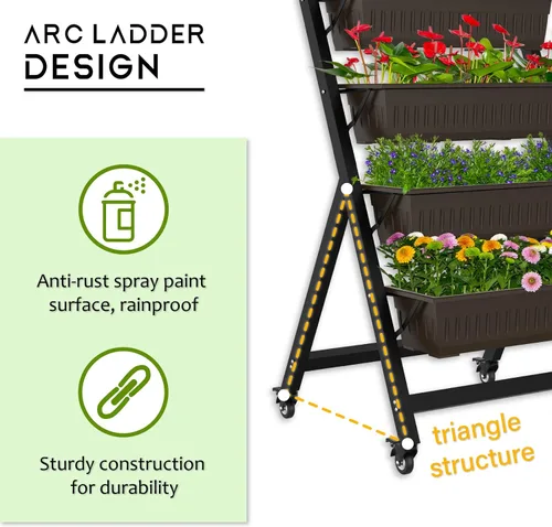 Vista 3 de [Usado] G TALECO GEAR Jardinera Vertical de Jardín, Caja de Jardinera de Cama de Jardín Elevada Vertical con 5 Cajas Contenedoras, Cultiva tus