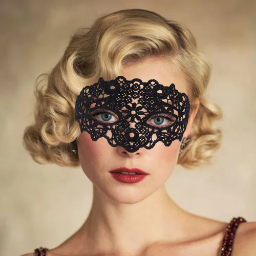 Vista 5 de Nicute Máscara de encaje para mascarada, máscaras negras de Halloween, máscara veneciana de fiesta para mujer Negro