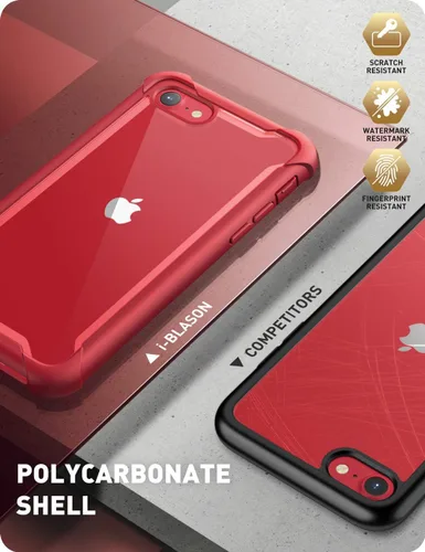 Vista 5 de i-Blason Ares - Funda para iPhone SE 2022 (3ª generación), [protector de pantalla integrado] Funda transparente resistente de doble capa para iPhone