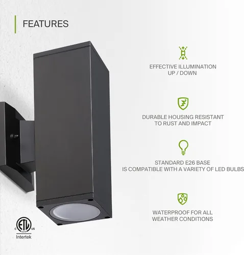 Vista 3 de ASD 2 accesorios de iluminación exterior - 120W E26 120V Cilindro arriba y abajo de bronce moderna lámpara de pared al aire libre LED CFL bombilla