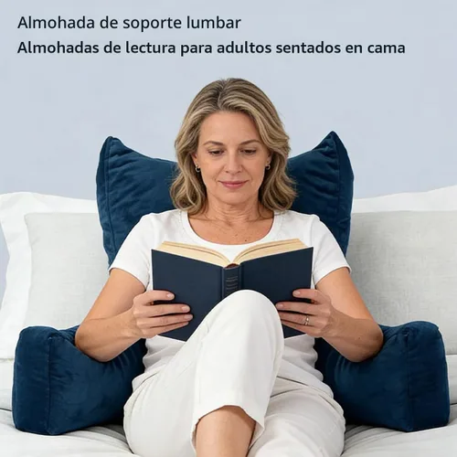 Vista 6 de Neustern Almohada de lectura, soporte para espalda, reposo en cama para Azul