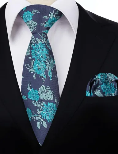 Vista 178 de Alizeal Mens 3.15inches Leaf Flower Pattern Tie with Floral Pocket Square Set
