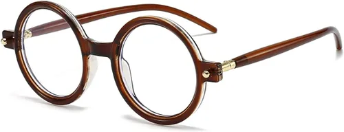 Vista 11 de Gleyemor Gafas redondas retro para hombres y mujeres, marcos de gafas circulares vintage, para disfraz, cosplay, lentes anti luz azul