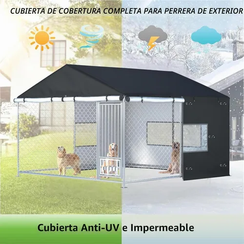 Vista 6 de Cubierta para Perrera de Perros para Exteriores Grande Perrera de Perros para Exteriores de Servicio Pesado Malla Grande Cubierta de Jaula Negro