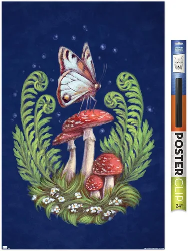 Vista 17 de Trends International Brigid Ashwood - Póster de pared con diseño de mariposas y hongos Versión enmarcada de caoba