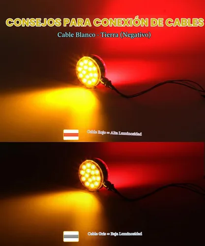 Vista 3 de Partsam 2 luces LED redondas de doble cara de 3 pulgadas, color rojo/ámbar, 30 luces LED para guardabarros, señal de giro cromada, Miro-reflex