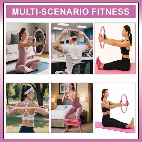 Vista 2 de Juego de anillos de yoga y pilates para entrenamientos en casa, kit de fitness de 18 piezas para mujer, accesorios de resistencia y tonificación