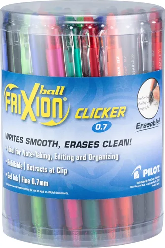 Vista 7 de PILOT FriXion Clicker - Bolígrafos de gel borrables, punta fina (0.7mm), tinta de colores para negocios, paquete de 36 - Bolígrafos recargables