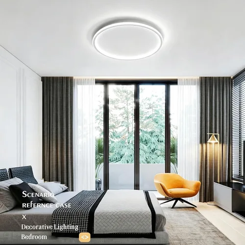 Vista 3 de Lámpara de techo LED de montaje empotrado con control remoto Lámpara de techo redonda de 15.7 ″ Lámpara de techo de bajo perfil regulable de 44W