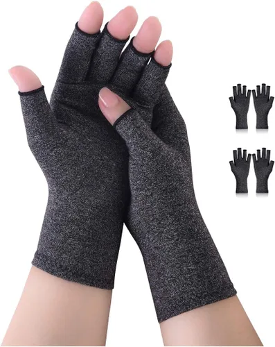 Vista 8 de Donfri 2 pares de guantes de compresión para artritis, guantes sin dedos para mujeres y hombres, alivio del dolor de artritis, artritis reumatoide