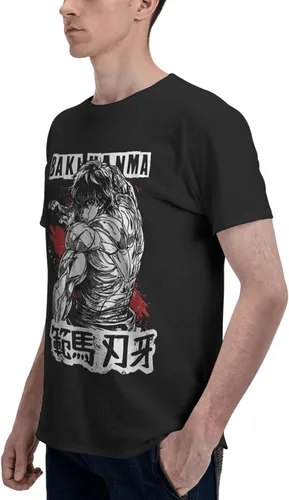 Vista 5 de Anime Baki The Grappler Baki Hanma - Camiseta de algodón de verano para hombre, cuello redondo, manga corta