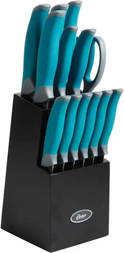 Vista 9 de Oster Lindbergh Juego de cuchillos de cocina con bloque de acero inoxidable de 14 piezas, negro - Cuchillos para cocina