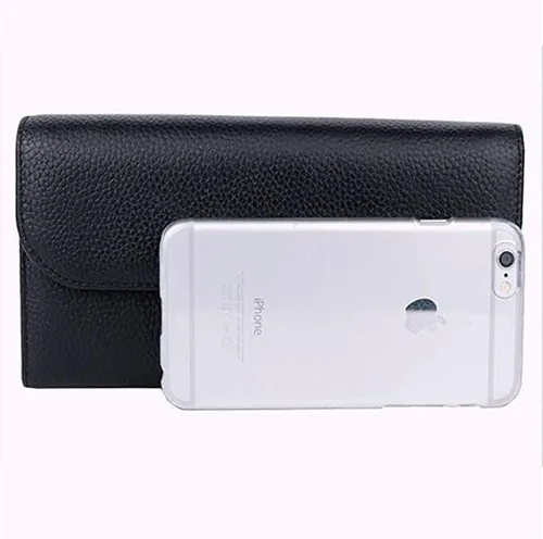 Vista 2 de Cartera de cuero con bloqueo para mujer, excelente tarjetero de cuero genuino para mujer