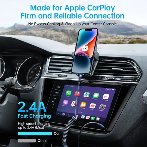 Vista 2 de Cable de carga para iPhone para automóvil de 3 pies, paquete de 2 cables Lightning enrollados, [certificado Apple MFi] cable de carga retráctil