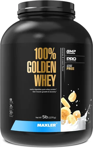 Vista 29 de Maxler Proteína de suero de leche 100% dorada, 0.94 onzas de proteína por porción, proteína de suero en polvo para antes del entrenamiento