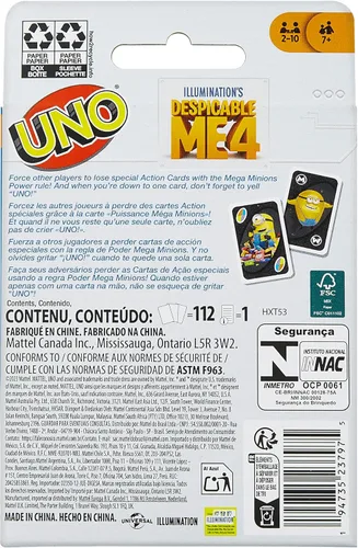 Vista 6 de Mattel Games UNO Despicable Me 4 - Juego de cartas para niños, adultos y familia con mazo inspirado en la película