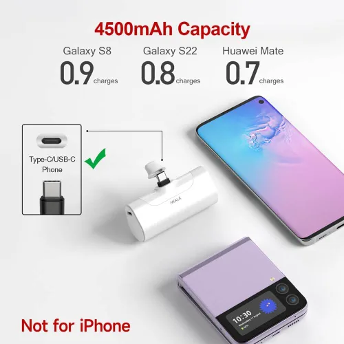 Vista 2 de iWALK Pequeño cargador portátil del USB C, cargador portátil del teléfono 4500mAh para la estación del cargador de Android