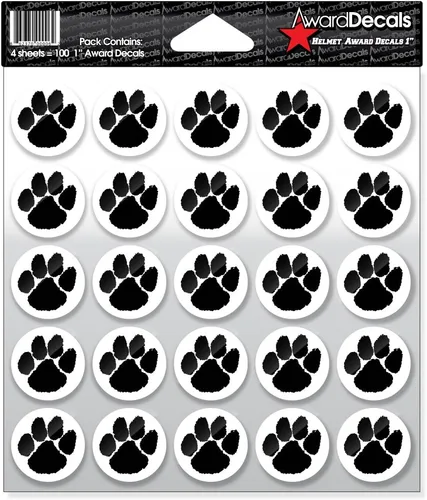 Vista 11 de Award Decals Juego de calcomanías de pata (negro sobre transparente) (100 calcomanías) de 1 pulgada, calcomanías originales Award Decals Premium