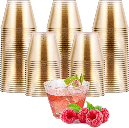 Vista 8 de JOLLY CHEF Vasos desechables de plástico transparente de 10 onzas, paquete de 100 vasos de plástico transparente resistente para boda, Acción