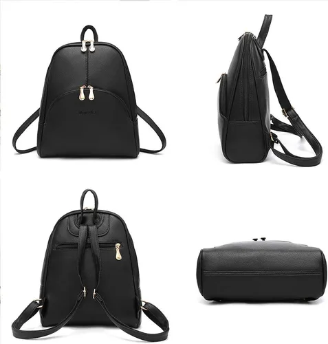 Vista 3 de Nevenka mochila informal estilo cartera de imitación cuero con cierre para mujer