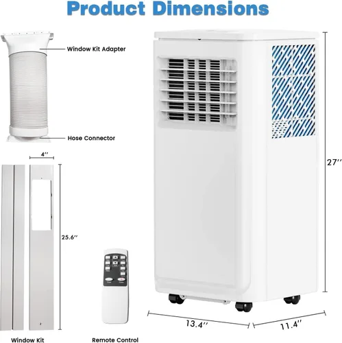 Vista 7 de OFIKA Aire acondicionado portátil para interiores de 8000 BTU, unidad de CA portátil para habitaciones de hasta 350 pies cuadrados, aire