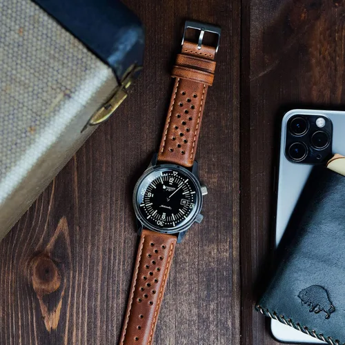 Vista 2 de Barton Racing & Rally Horween - Correas de cuero con barras de resorte de liberación rápida integradas, longitud estándar para muñecas de 5 a 8 a