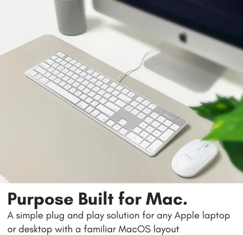 Vista 2 de Macally Teclado USB ultradelgado con cable con teclado numérico para Apple Mac Pro, MacBook Pro/Air, iMac, Mac Mini, computadoras portátiles