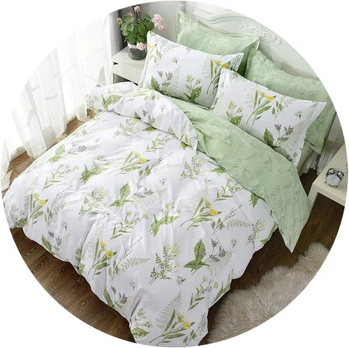 Vista 32 de FADFAY Juego de funda de edredón floral 100% algodón a rayas verdes y beige, ropa de cama de flores desgastadas con diseño de ramas botánicas