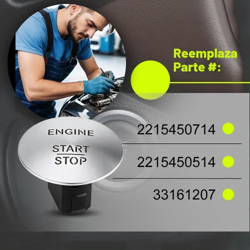 Vista 4 de Botón de arranque sin llave, botón de encendido y parada, interruptor de encendido del motor 2215450714 Reemplazo para Mercedes-Benz CL550 GLK350