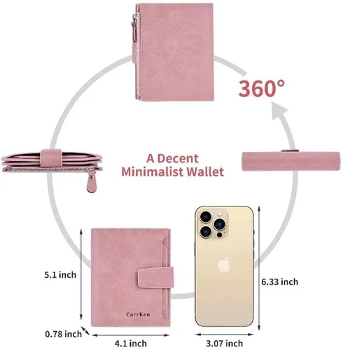 Vista 3 de LOSIMEI Womens Wallet RFID Blocking Small Compact Bifold Luxury Leather Pocket Wallet Credit Card Holder (Pink)