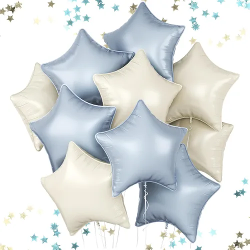 Vista 22 de Globos de estrellas rojas, azules y negras, globo de papel de aluminio de 18 pulgadas para helio, paquete de 10 globos rojos y azules, globo de Negro
