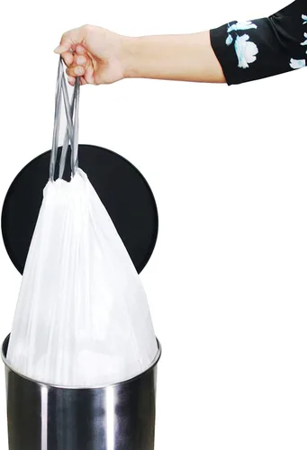 Vista 5 de Compatible con bolsas de basura Simplehuman Code P, 50-60L, cordón blanco Revestimientos de plástico duraderos a medida, resistentes a las fugas