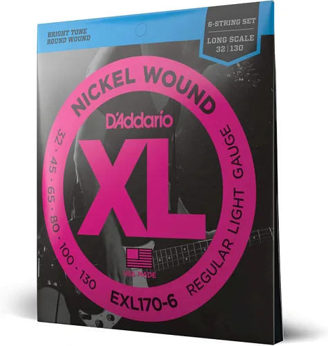 Vista 8 de D'Addario Cuerdas para Bajo Eléctrico, XL Níquel, EXL170M, Calibre Regular Ligero 45-100, Escala Media, Juego de 4 Cuerdas, Paquete de 1