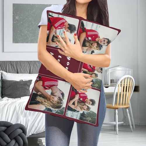 Vista 5 de Funda de almohada personalizada para fotos, regalos personalizados para fanáticos de los deportes para hombres, novios, fundas de cojín