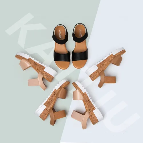 Vista 7 de katliu Sandalias de plataforma de cuña para mujer, sandalias de plataforma de corcho con correa elástica
