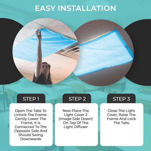 Vista 6 de Everyday Educate Cubiertas de luz fluorescente para luces de techo, cubiertas de luz, filtro fluorescente magnético para oficina, hospitales, hogar