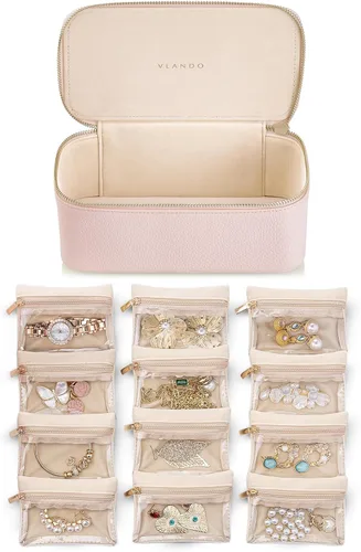 Vista 16 de VLANDO - Bolsa de viaje para joyería, 12 bolsas de terciopelo con A.12 PCS transparente