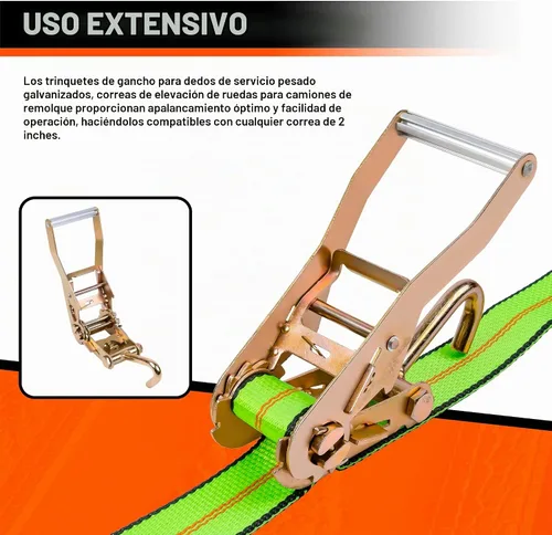Vista 5 de Correas elevadoras de rueda Mimanchi, paquete de 2, correa de 2" X 10' de elevación rápida con gancho de dedo y trinquete para adaptarse al cesto
