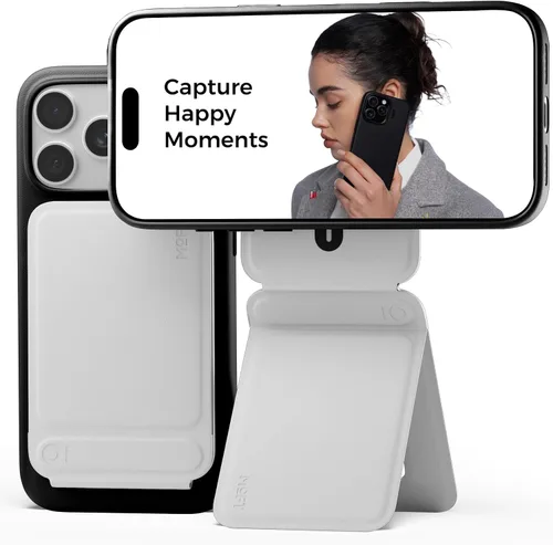 Vista 30 de MOFT Soporte de trípode para teléfono para iPhone, soporte para iPhone multiángulo, soporte para teléfono ligero y portátil, imanes fuertes, cuero