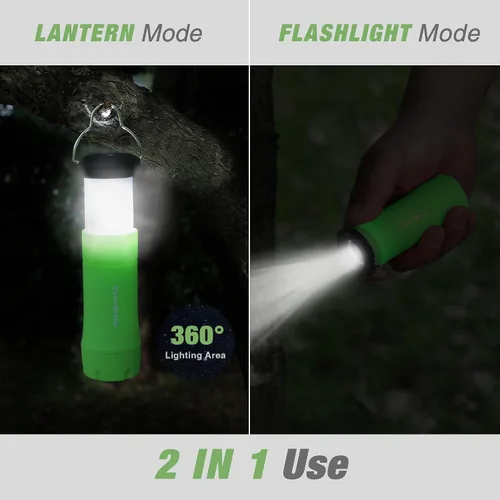 Vista 3 de EverBrite Mini Linternas y Faroles 2 en 1, Combo de Linterna con Zoom con 3 Modos, Artículos Esenciales para Acampar, Farol de 2 Piezas a Batería