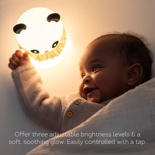 Vista 4 de Taf Toys Luz nocturna de silicona recargable para niños, panda y oso con brillo ajustable, luz de guardería para bebé, control de toque