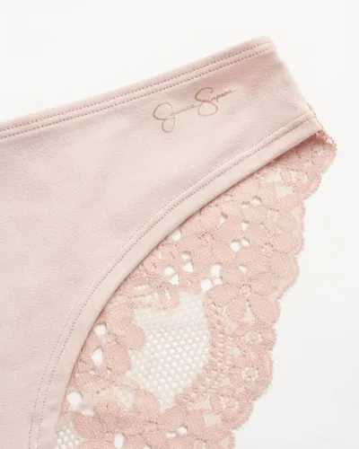 Vista 4 de Jessica Simpson Ropa interior para mujer, paquete de 3 bragas de bikini de encaje de microfibra (S-XL)