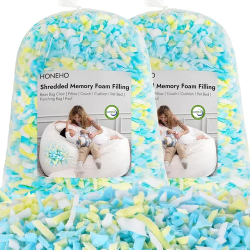 Vista 22 de Relleno de Espuma Viscoelástica con Gel Triturado de 1.13 kg, Relleno Cómodo y Suave para Silla de Puf, Relleno de Espuma Viscoelástica