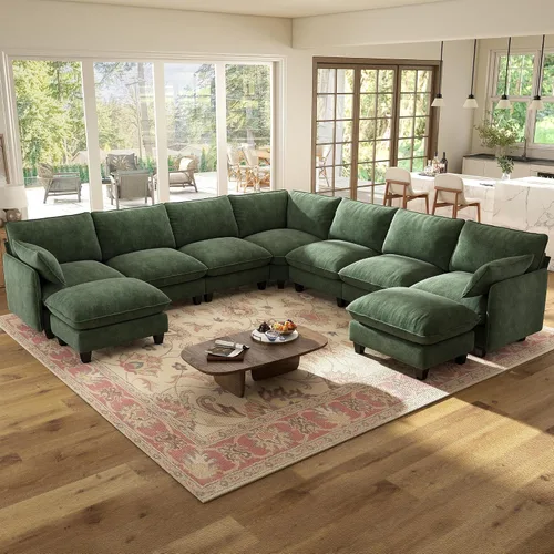 Vista 16 de WorthFurni Sofá modular modular de 105 pulgadas con asiento profundo, sofá nube en forma de L con cojines de gran tamaño y otomanas móviles, sofás
