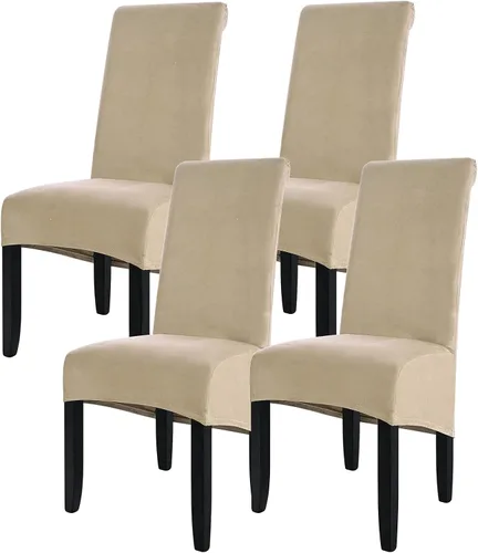 Vista 25 de ele ELEOPTION Fundas grandes de terciopelo y elastano para silla, fundas protectoras suaves y elásticas para silla, extraíbles y lavables para Negro