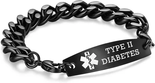 Vista 50 de Brazaletes de alerta médica ajustables de 7.5" a 9" para mujer/hombre, de acero inoxidable, intercambiables Cadena de bloque