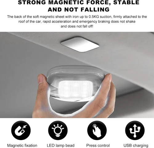 Vista 5 de Luz de techo magnética para coche, luz de techo interior para techo de coche, luz de cúpula interior de coche de 10 LEDs recargable por USB para RV