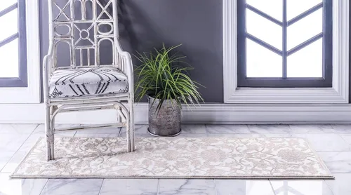 Vista 3 de Unique Loom Colección Rushmore Alfombra de Área - Taft (3' x 9' 10" Corredor, Blanco Nieve/Beige)