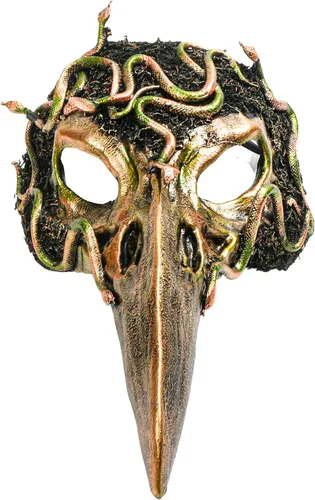 Vista 12 de Scary Creepy Crow Raven Halloween Cosplay Masquerade Party Face Mask Horror Devil Raven Face Eye Mask